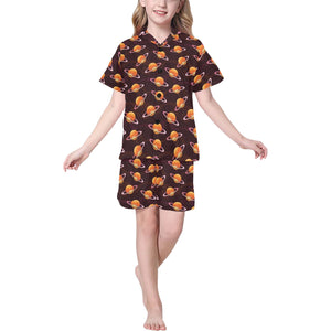 Hamburger Pattern Print Design 05 Kids' Boys' Girls' V-Neck Short Pajama Set