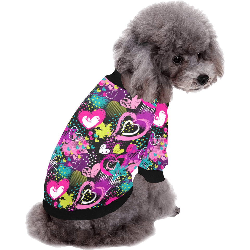 heart dot wave star creative design pattern All Over Print Pet Dog Round Neck Fuzzy Shirt