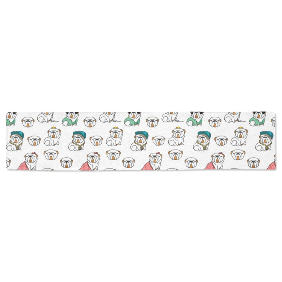 English Bulldog Pattern Print Design 03 Table Runner