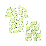 Cucumber slices pattern Men's V-Neck Short Pajama Set