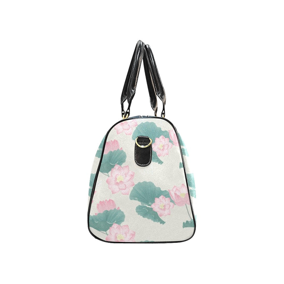 Pink lotus waterlily leaves pattern Travel Bag