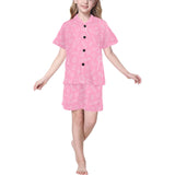 Sweet candy pink background Kids' Boys' Girls' V-Neck Short Pajama Set
