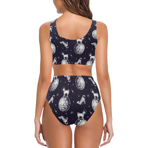 Chihuahua space helmet. astronaut pattern Chest Bowknot High Waisted Bikini Swimsuit