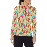Colorful ice cream pattern Women's Long Sleeve Polo Shirt
