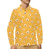 Lion Pattern Print Design 03 Men's Long Sleeve Polo Shirt