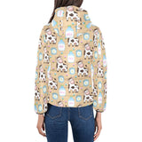 Cow bottle of milk pattern Women's Padded Hooded Jacket