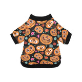 Pumpkin flowers spiderweb Halloween theme All Over Print Pet Dog Round Neck Fuzzy Shirt