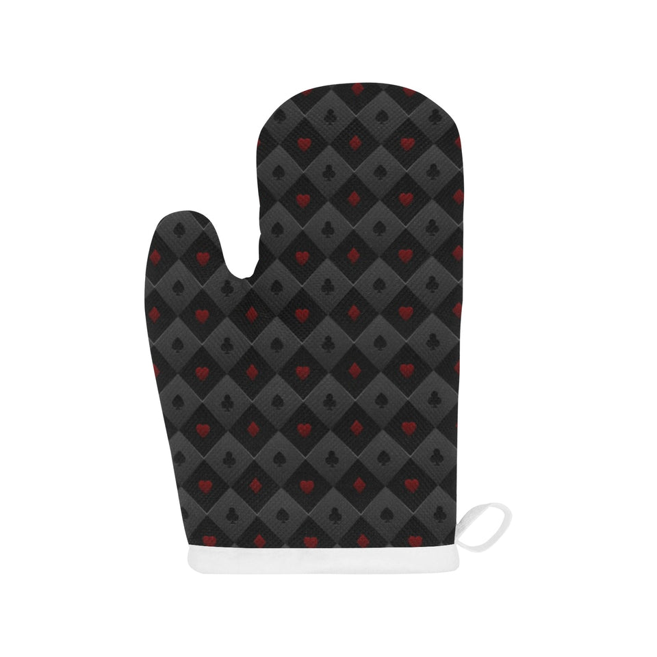 Casino Cards Suits Pattern Print Design 05 Heat Resistant Oven Mitts