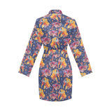 Goldfish Pattern Print Design 05 Women's Long Sleeve Belted Night Robe