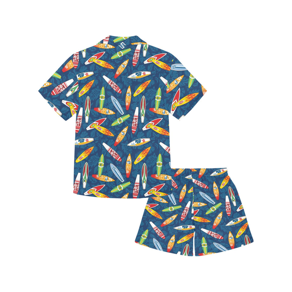 Surfboard Pattern Print Design 01 Kids' Boys' Girls' V-Neck Short Pajama Set