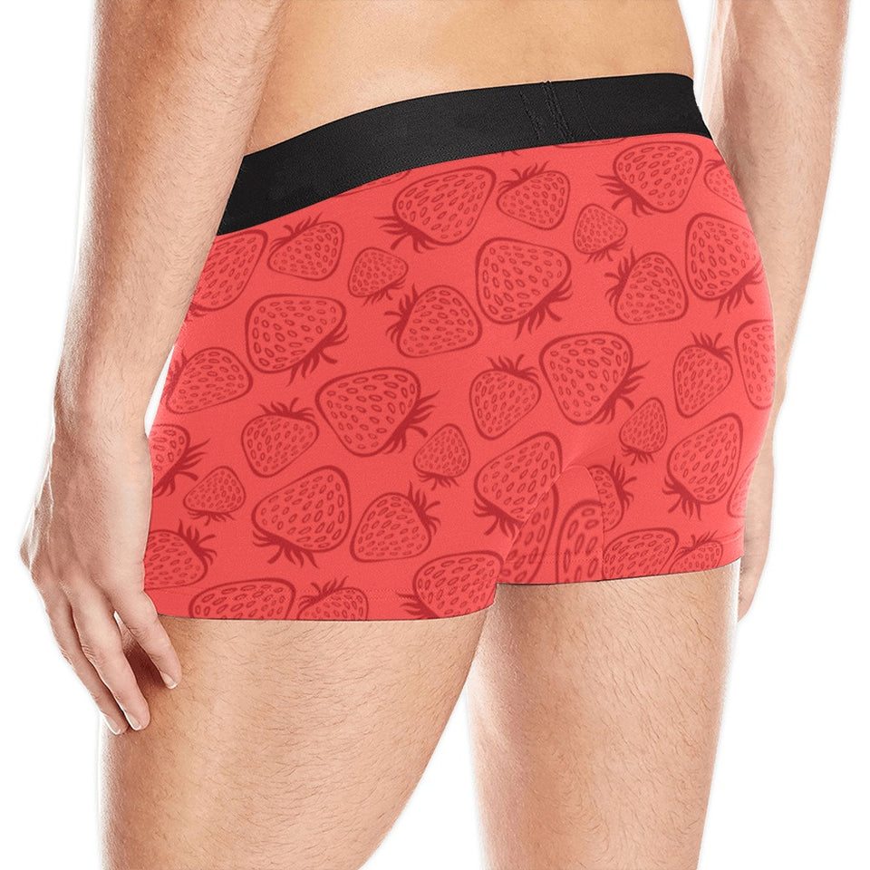 strawberry pattern red background Men's All Over Print Boxer Briefs Men's Underwear