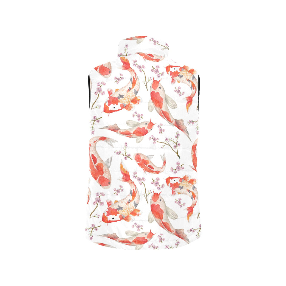Watercolor Koi Fish Carp Fish pattern Women's Padded Vest