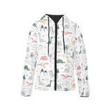 Cute cartoon dinosaurs tree pattern Women's Padded Hooded Jacket