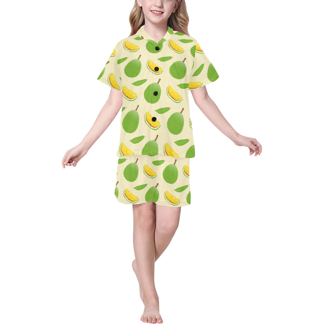 Durian pattern Kids' Boys' Girls' V-Neck Short Pajama Set