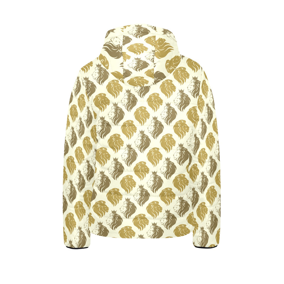 Lion Pattern Print Design 02 Kids' Boys' Girls' Padded Hooded Jacket