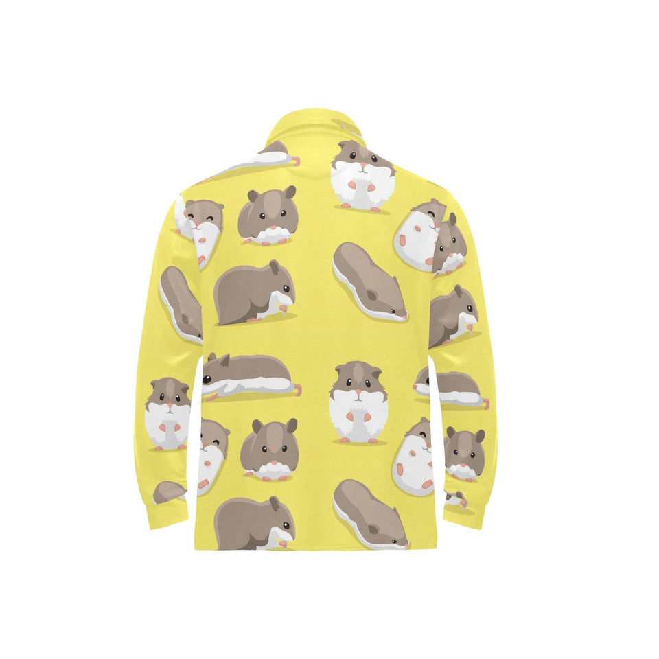 Cute Hamster pattern Men's Long Sleeve Polo Shirt