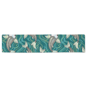 Koi Fish Carp Fish lotus pattern Table Runner