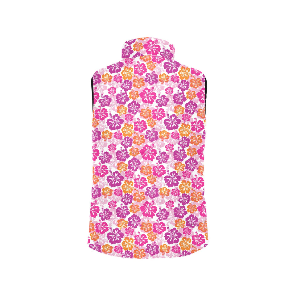 Hibiscus Pattern Print Design 01 Men's Padded Vest