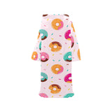 Donut pattern glaze pink background Blanket Robe with Sleeves