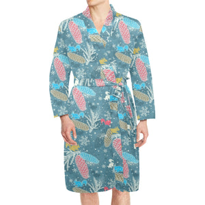 Squirrel Pattern Print Design 01 Men's Long Sleeve Belted Night Robe
