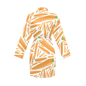 Carrot Pattern Print Design 02 Women's Long Sleeve Belted Night Robe