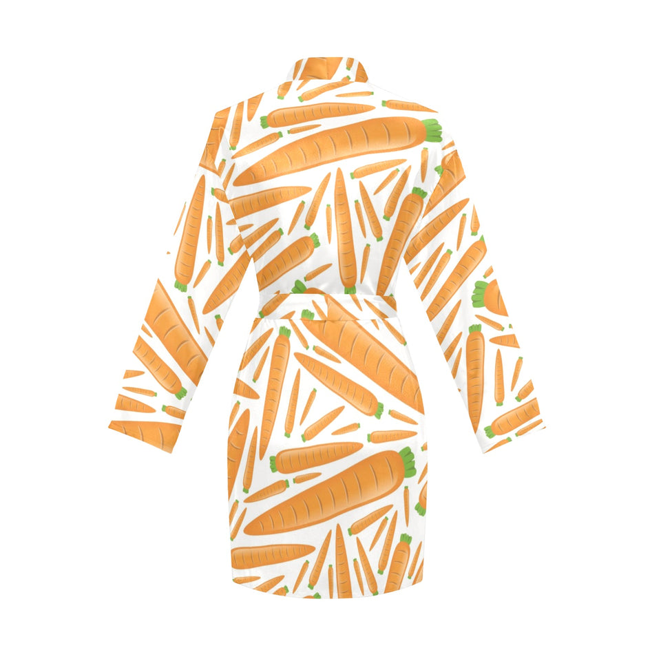 Carrot Pattern Print Design 02 Women's Long Sleeve Belted Night Robe