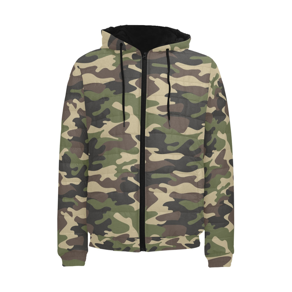 Dark Green camouflage pattern Men's Padded Hooded Jacket