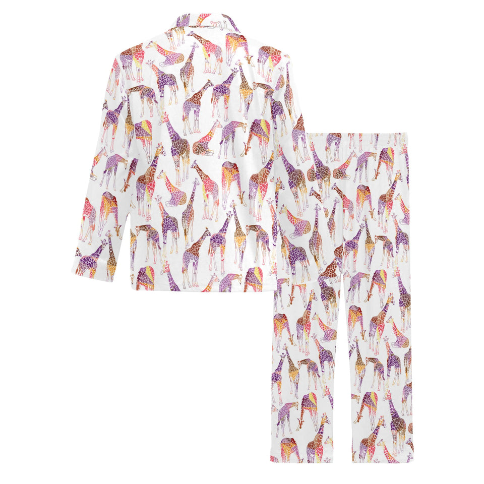 Giraffe Pattern Print Design 02 Men's Long Pajama Set