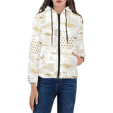 Beautiful gold japanese pattern Women's Padded Hooded Jacket
