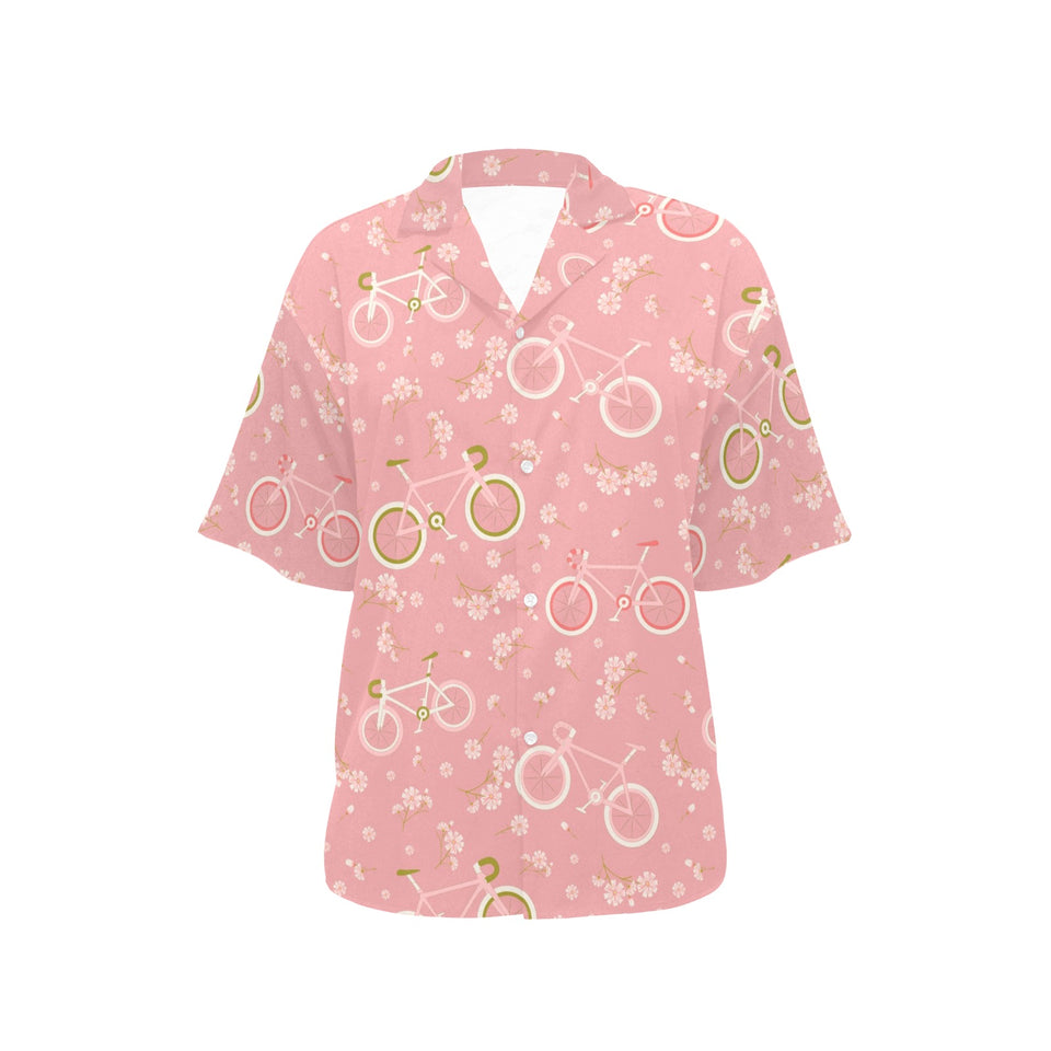 Bicycle Pattern Print Design 02 Women's All Over Print Hawaiian Shirt