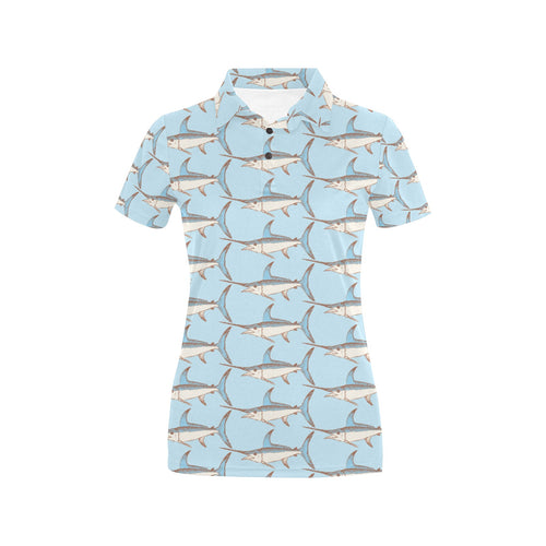 Swordfish Pattern Print Design 01 Women's All Over Print Polo Shirt