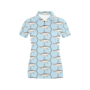 Swordfish Pattern Print Design 01 Women's All Over Print Polo Shirt
