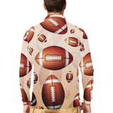 American football ball design pattern Men's Long Sleeve Polo Shirt