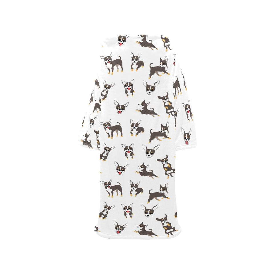 Chihuahua dog pattern Blanket Robe with Sleeves