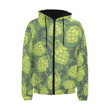 Hop pattern Hop cone background Men's Padded Hooded Jacket
