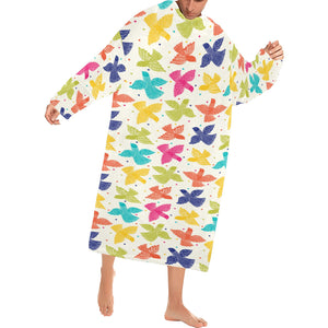 Pigeon Pattern Print Design 01 Blanket Robe with Sleeves