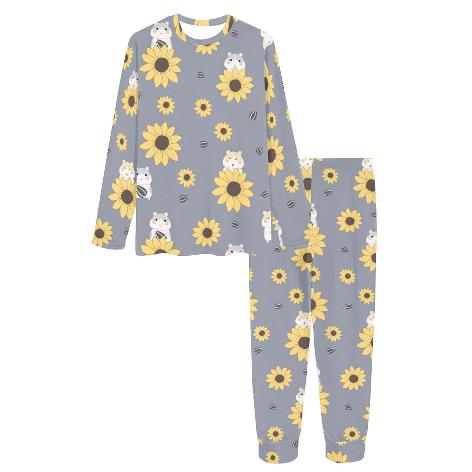 Cute hamster sunflower pattern background Women's All Over Print Pajama Set