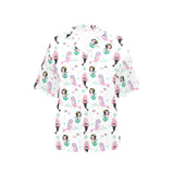 cute mermaid dolphin fish starfish pattern Women's All Over Print Hawaiian Shirt