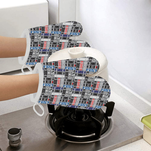 Skate Board Pattern Print Design 04 Heat Resistant Oven Mitts