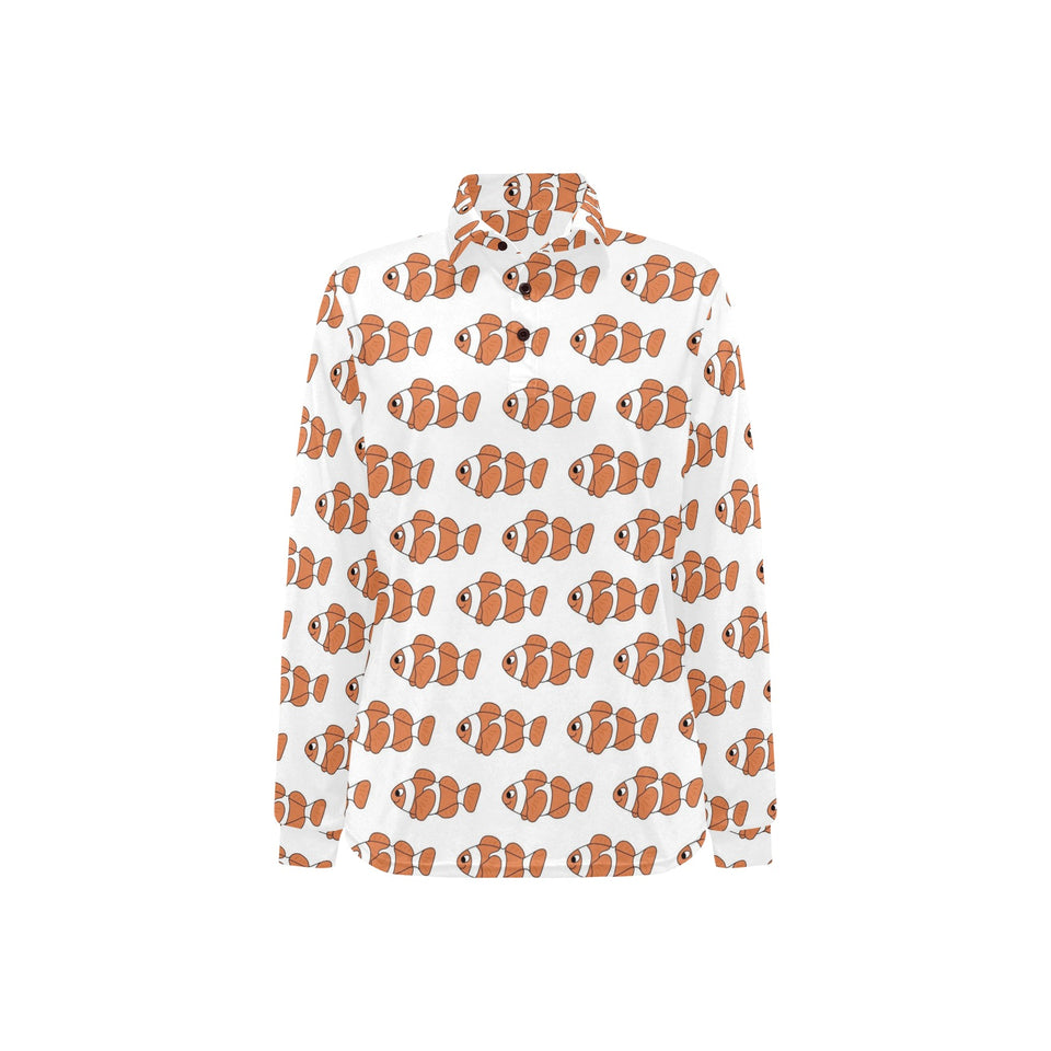 Clown Fish Pattern Print Design 05 Women's Long Sleeve Polo Shirt