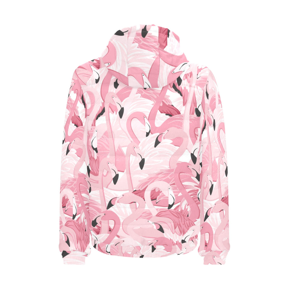 Pink flamingos pattern background Men's Padded Hooded Jacket