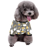 Beautiful gold autumn maple leaf pattern All Over Print Pet Dog Round Neck Fuzzy Shirt