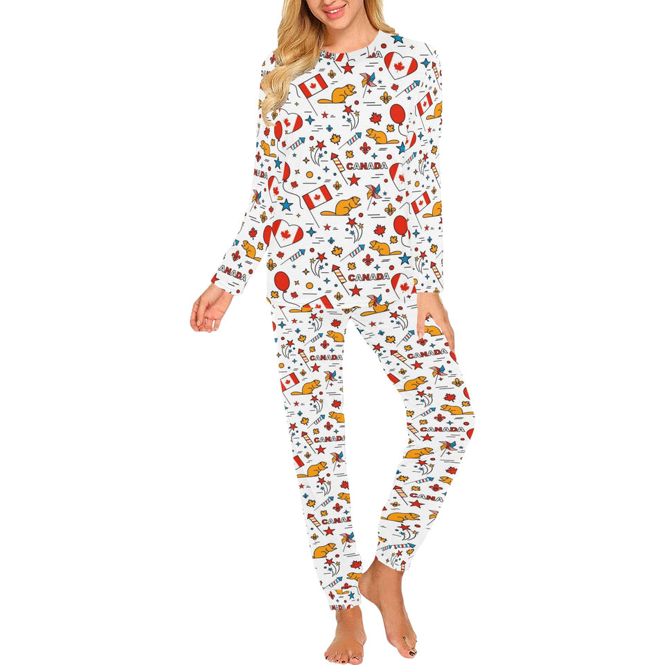 Canada Pattern Print Design 03 Women's All Over Print Pajama Set