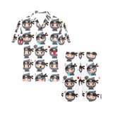 Cute ninja design pattern Men's V-Neck Short Pajama Set