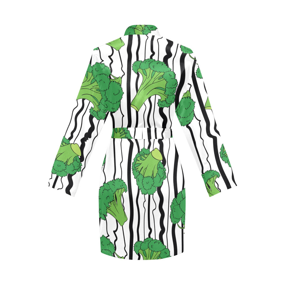 Cool Broccoli pattern Women's Long Sleeve Belted Night Robe