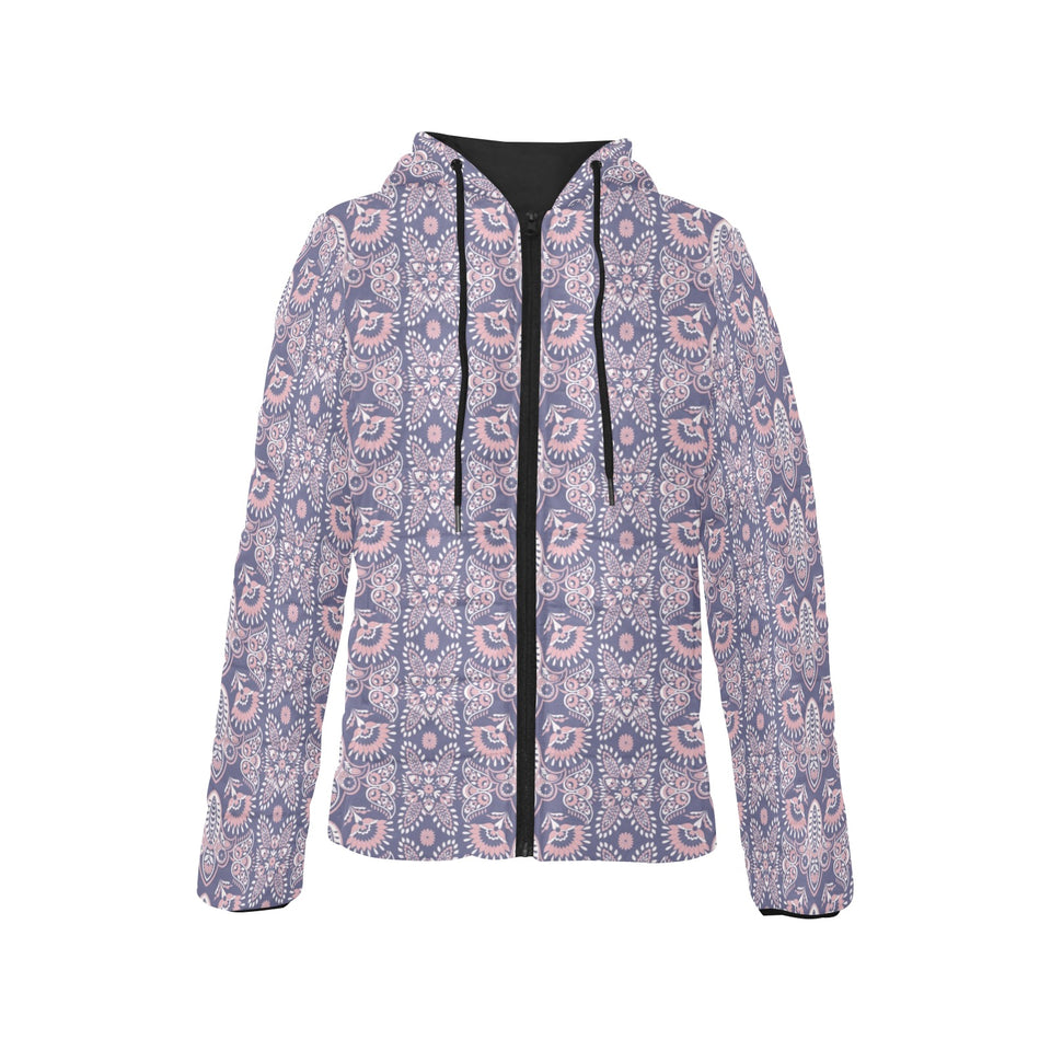 Indian Batik Style pattern Women's Padded Hooded Jacket