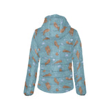 Sea otters pattern Women's Padded Hooded Jacket