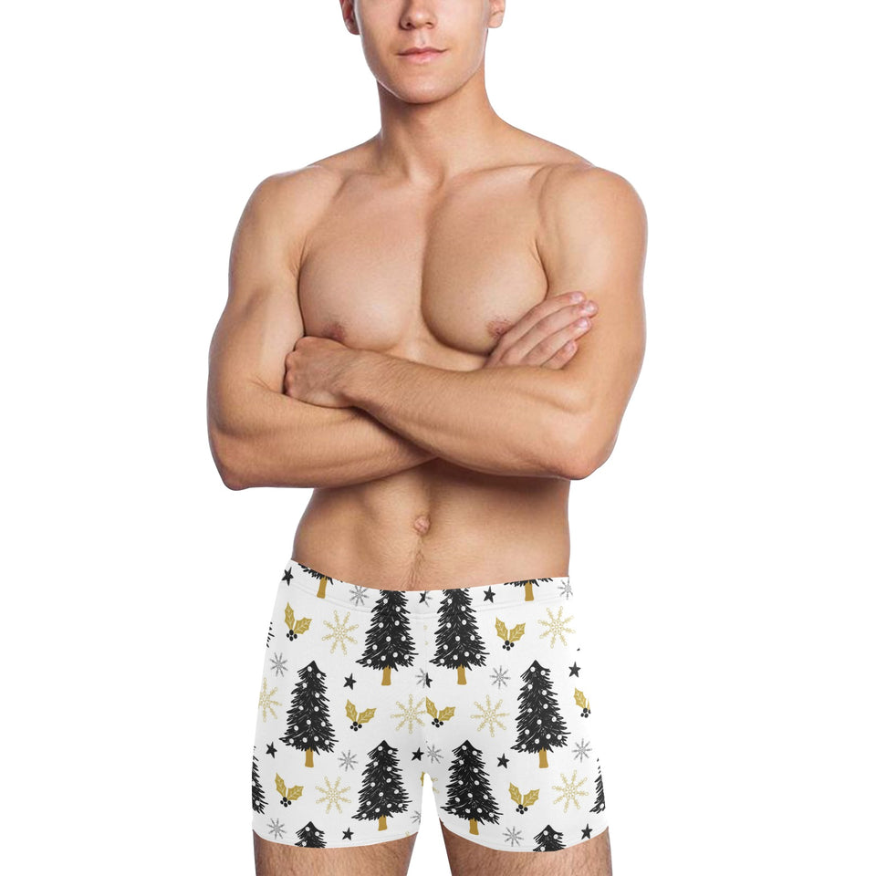 Christmas tree holly snow star pattern Men's Swimming Trunks