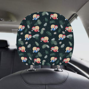 Cute sloths sleeping christmas ball santa hat patt Car Headrest Cover