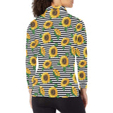 sunflowers ribbon background Women's Long Sleeve Polo Shirt